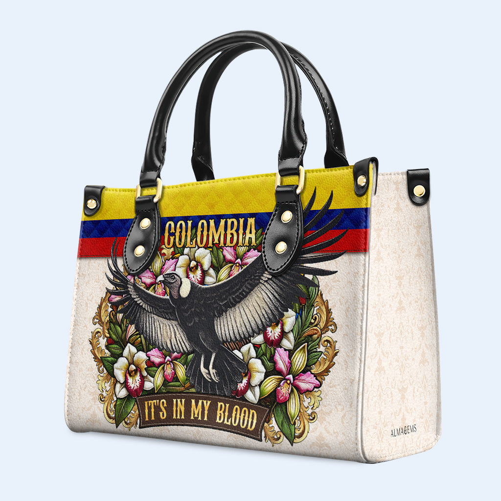 COLOMBIE, J'AI DANS LE SANG - Sac à main en cuir personnalisé - LA018_HB
