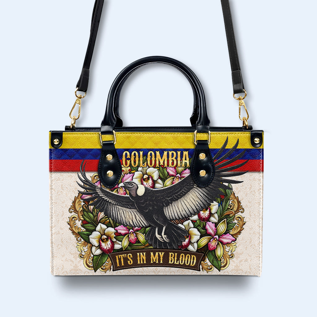 COLOMBIE, J'AI DANS LE SANG - Sac à main en cuir personnalisé - LA018_HB