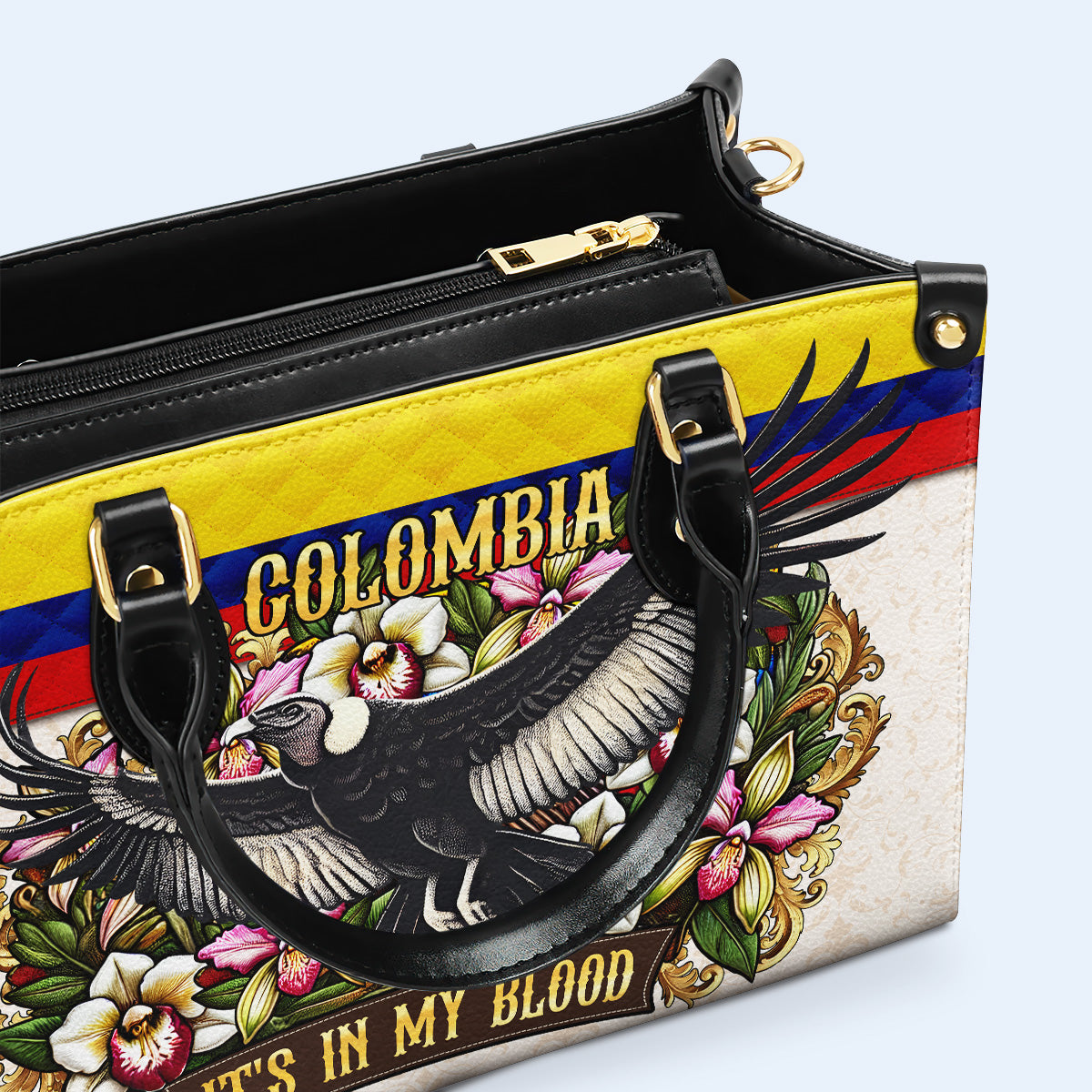 COLOMBIE, J'AI DANS LE SANG - Sac à main en cuir personnalisé - LA018_HB