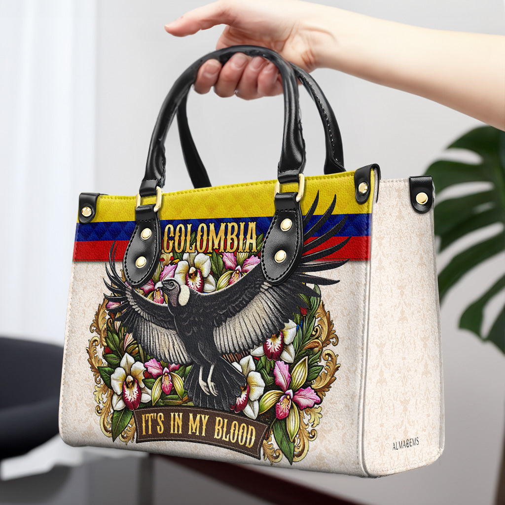 COLOMBIE, J'AI DANS LE SANG - Sac à main en cuir personnalisé - LA018_HB