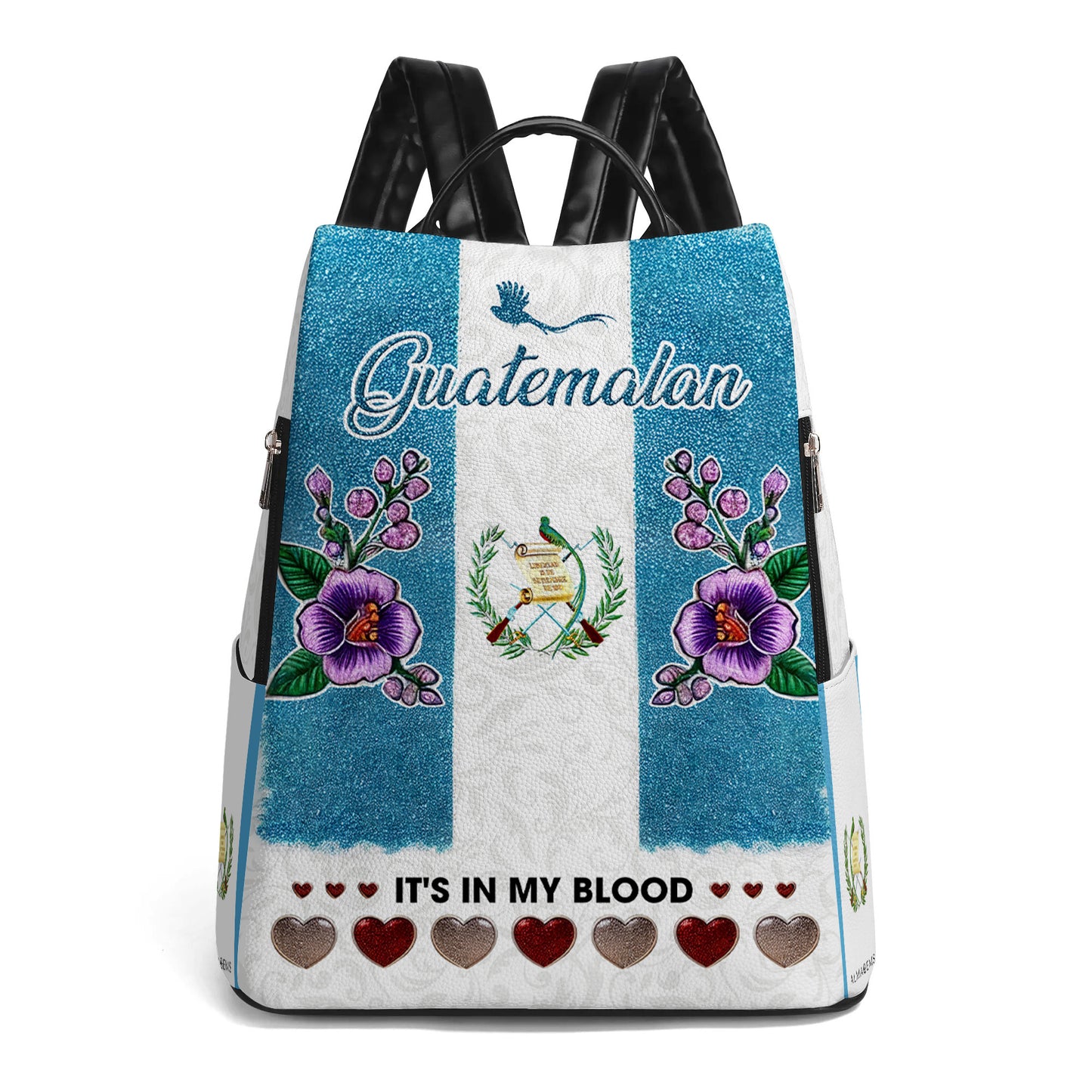 Guatémaltèque. J'ai ça dans le sang - Sac à dos en cuir personnalisé - LA019_BP