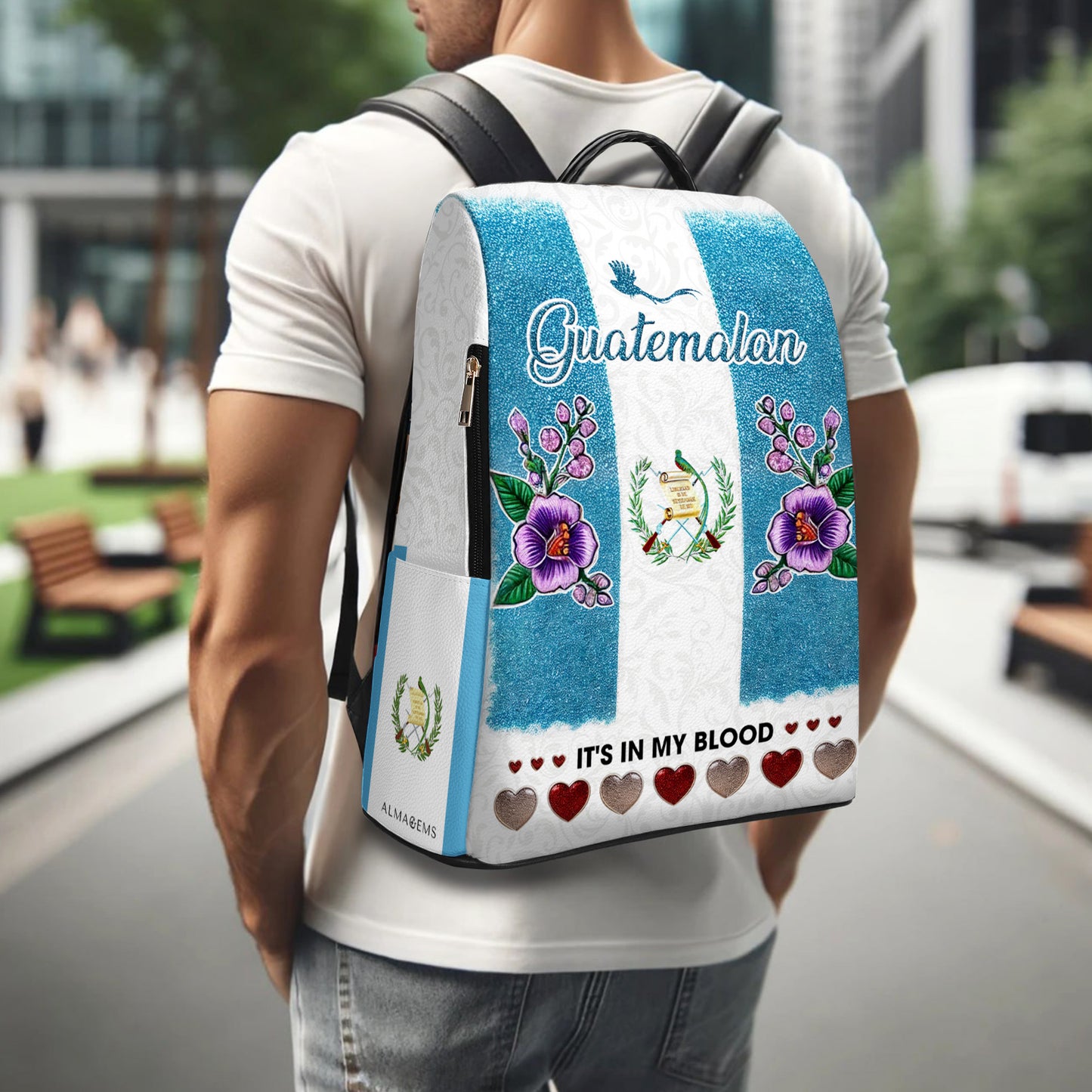 Guatémaltèque. J'ai ça dans le sang - Sac à dos en cuir personnalisé - LA019_BP