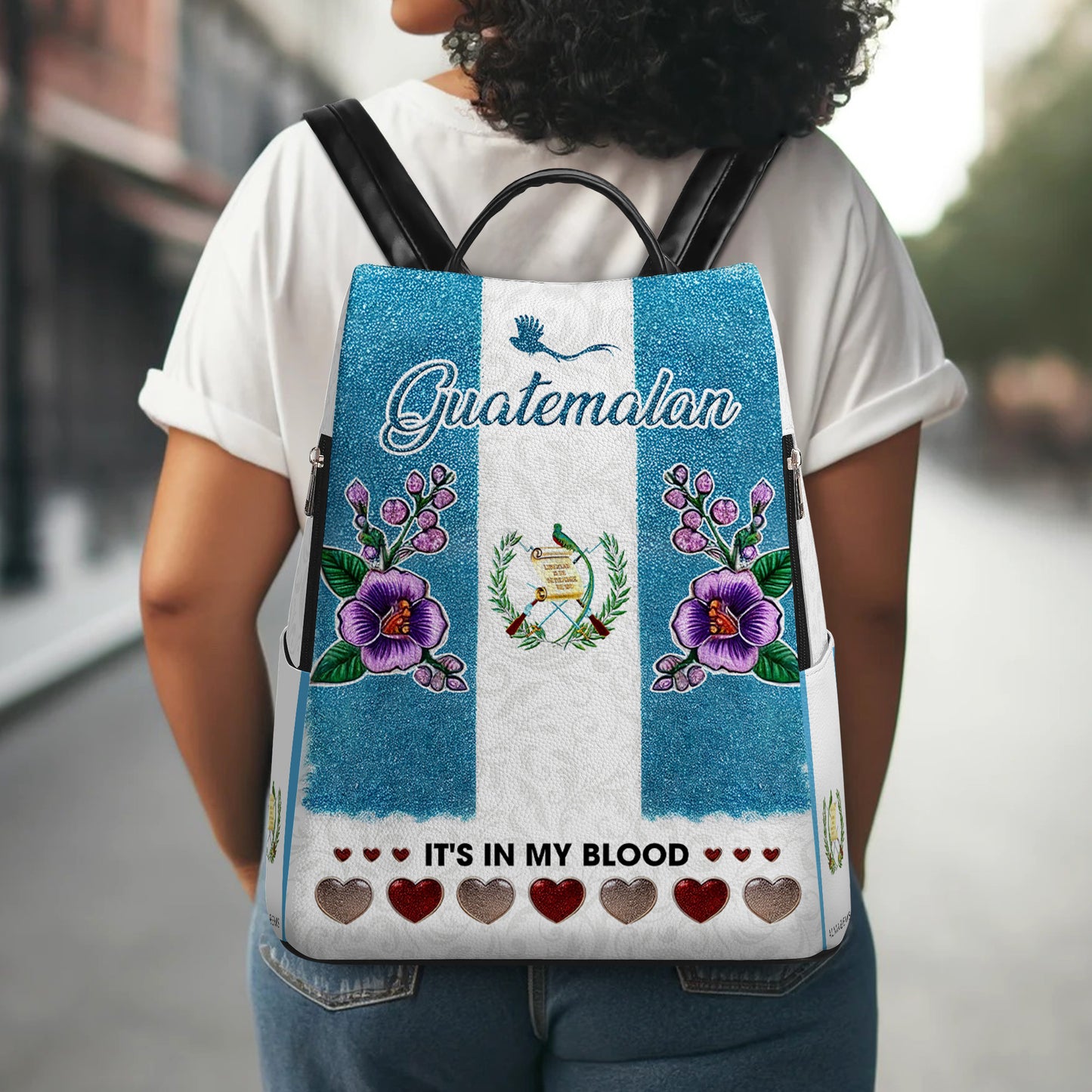 Guatémaltèque. J'ai ça dans le sang - Sac à dos en cuir personnalisé - LA019_BP