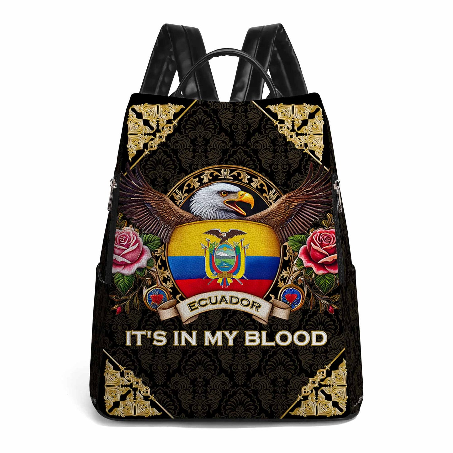 Ecuatoriano Está en mi Sangre - Mochila de Cuero Personalizada - LA024_BP
