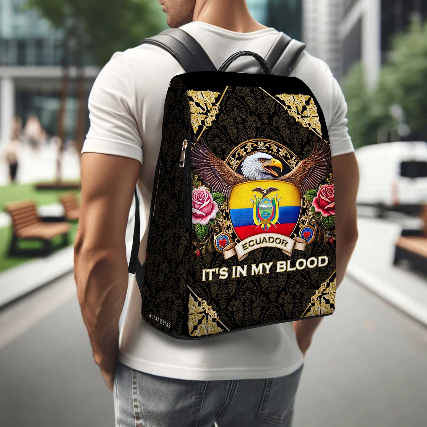 Ecuatoriano Está en mi Sangre - Mochila de Cuero Personalizada - LA024_BP