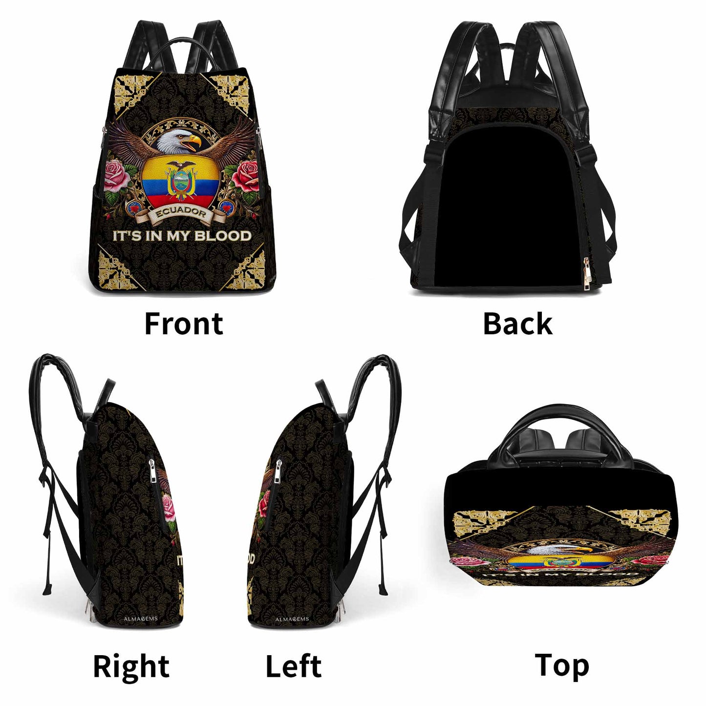 Ecuatoriano Está en mi Sangre - Mochila de Cuero Personalizada - LA024_BP