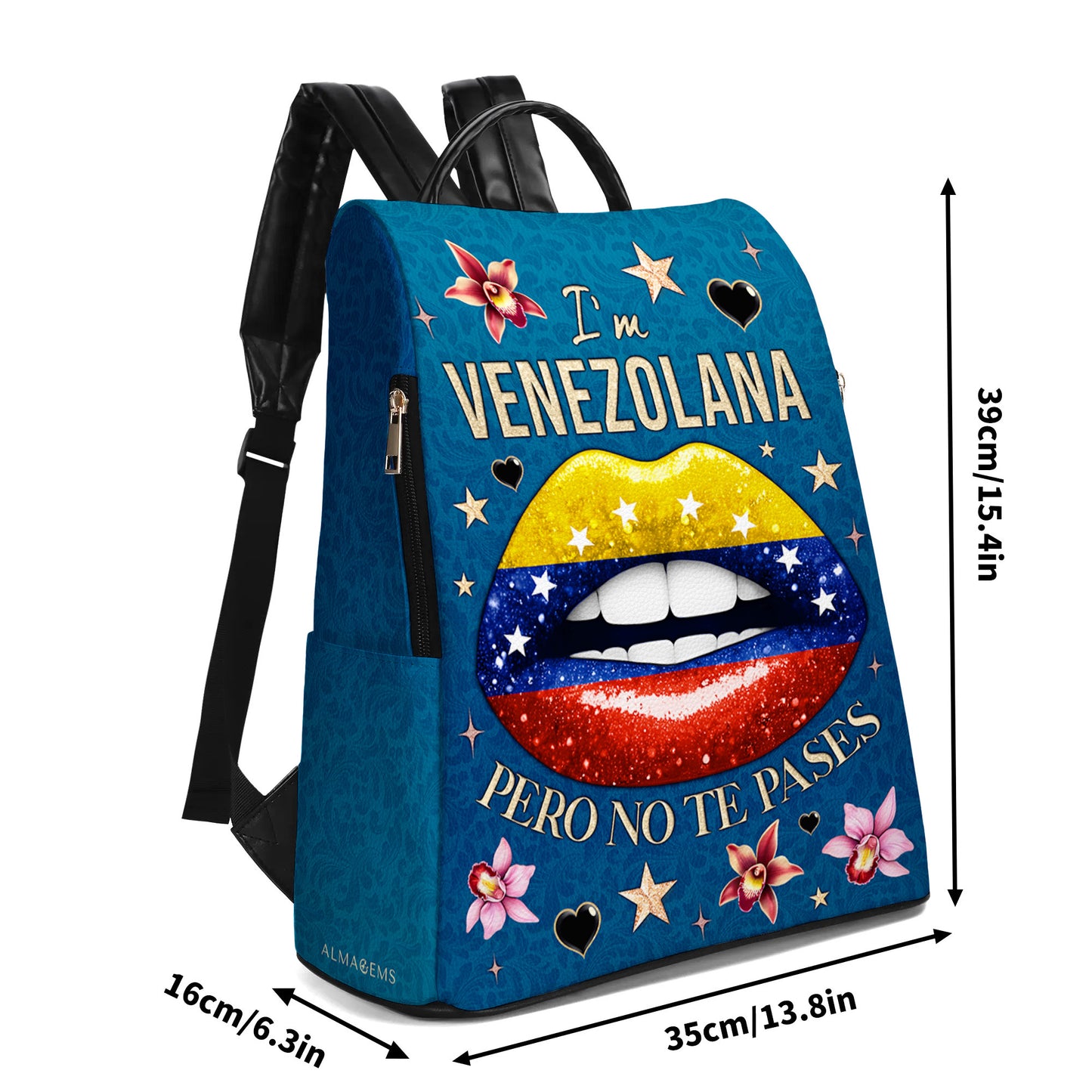 Je suis vénézuélienne, mais je ne te laisse pas tranquille ! Sac à dos en cuir personnalisé - LA032_BP