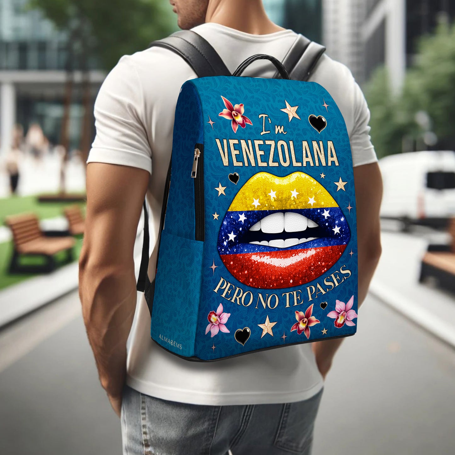 Je suis vénézuélienne, mais je ne te laisse pas tranquille ! Sac à dos en cuir personnalisé - LA032_BP