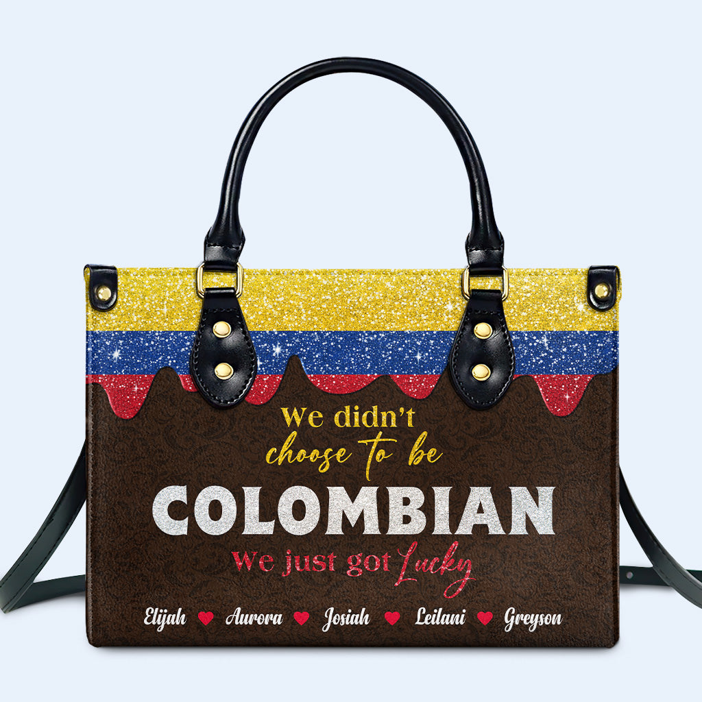 Nous n'avons pas choisi d'être Colombiens... Nous avons juste eu de la chance - Sac à main en cuir personnalisé - LA037_HB