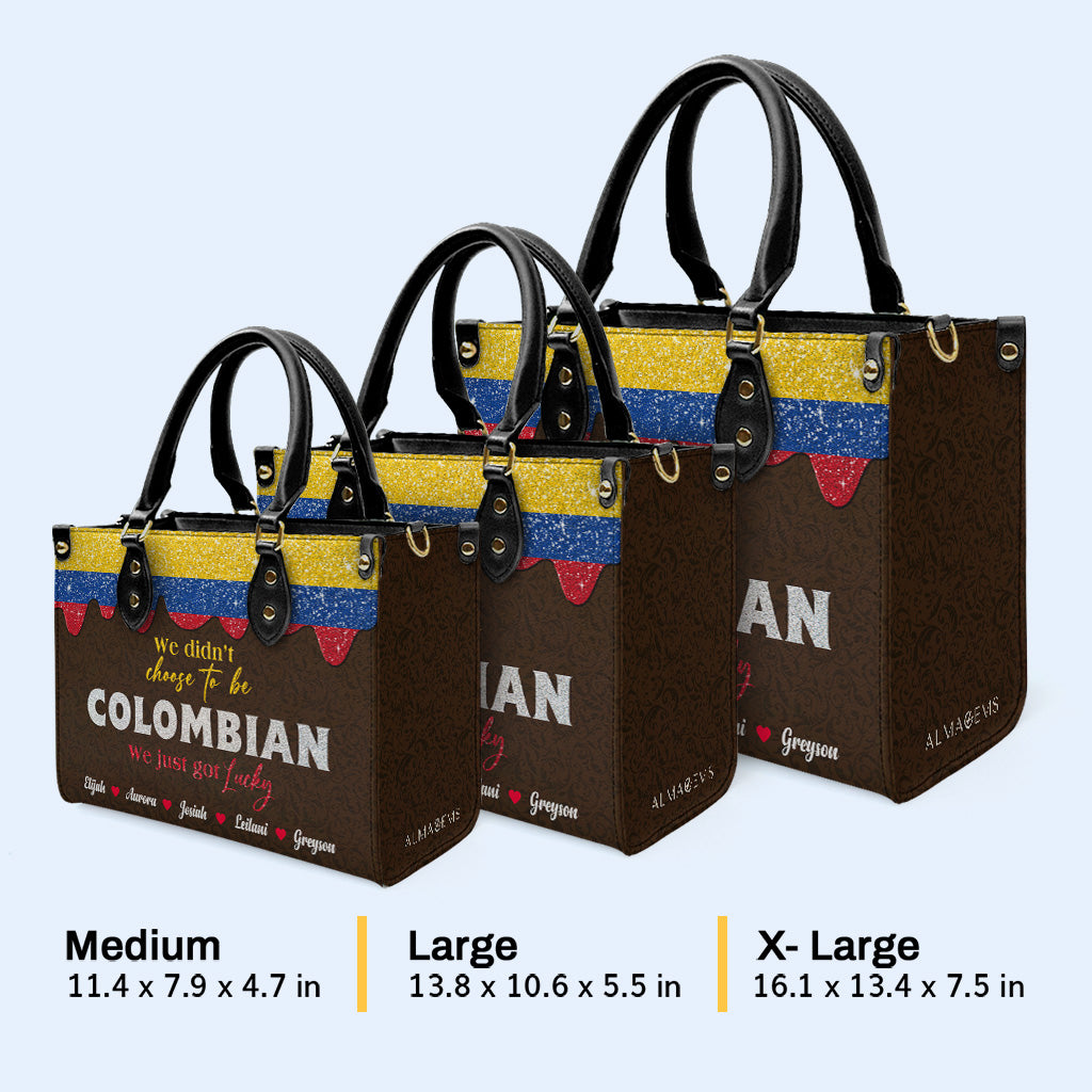 Nous n'avons pas choisi d'être Colombiens... Nous avons juste eu de la chance - Sac à main en cuir personnalisé - LA037_HB