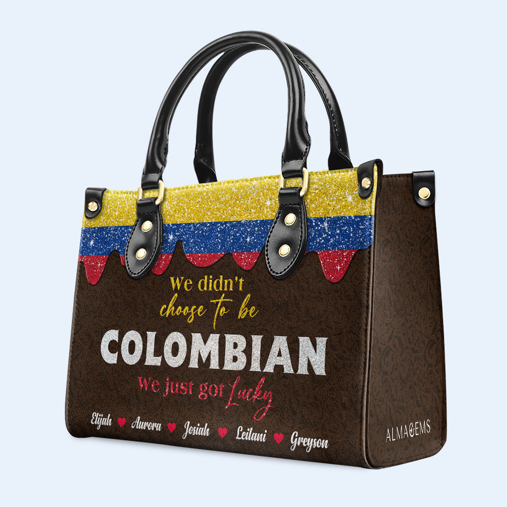 Nous n'avons pas choisi d'être Colombiens... Nous avons juste eu de la chance - Sac à main en cuir personnalisé - LA037_HB