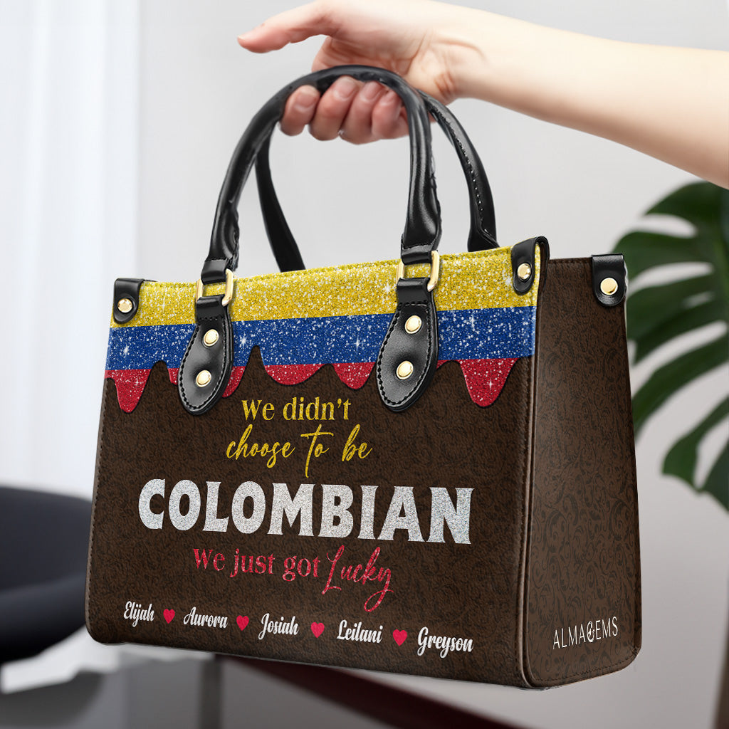 Nous n'avons pas choisi d'être Colombiens... Nous avons juste eu de la chance - Sac à main en cuir personnalisé - LA037_HB