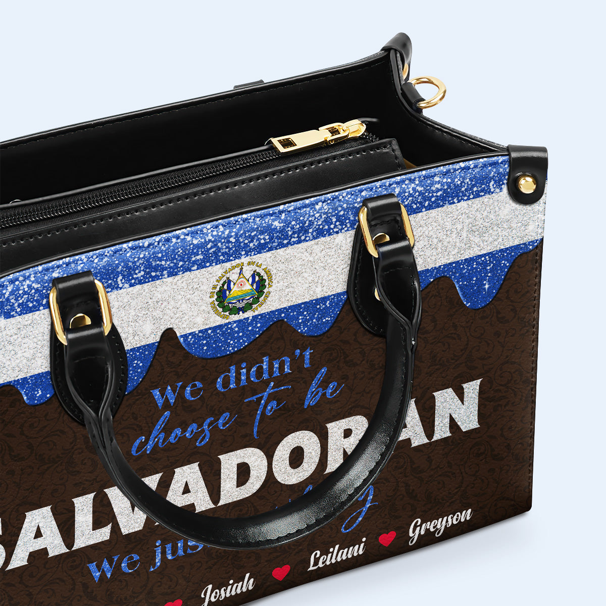 Nous n'avons pas choisi d'être Salvadoriens... Nous avons juste eu de la chance - Sac à main en cuir personnalisé - LA039_HB