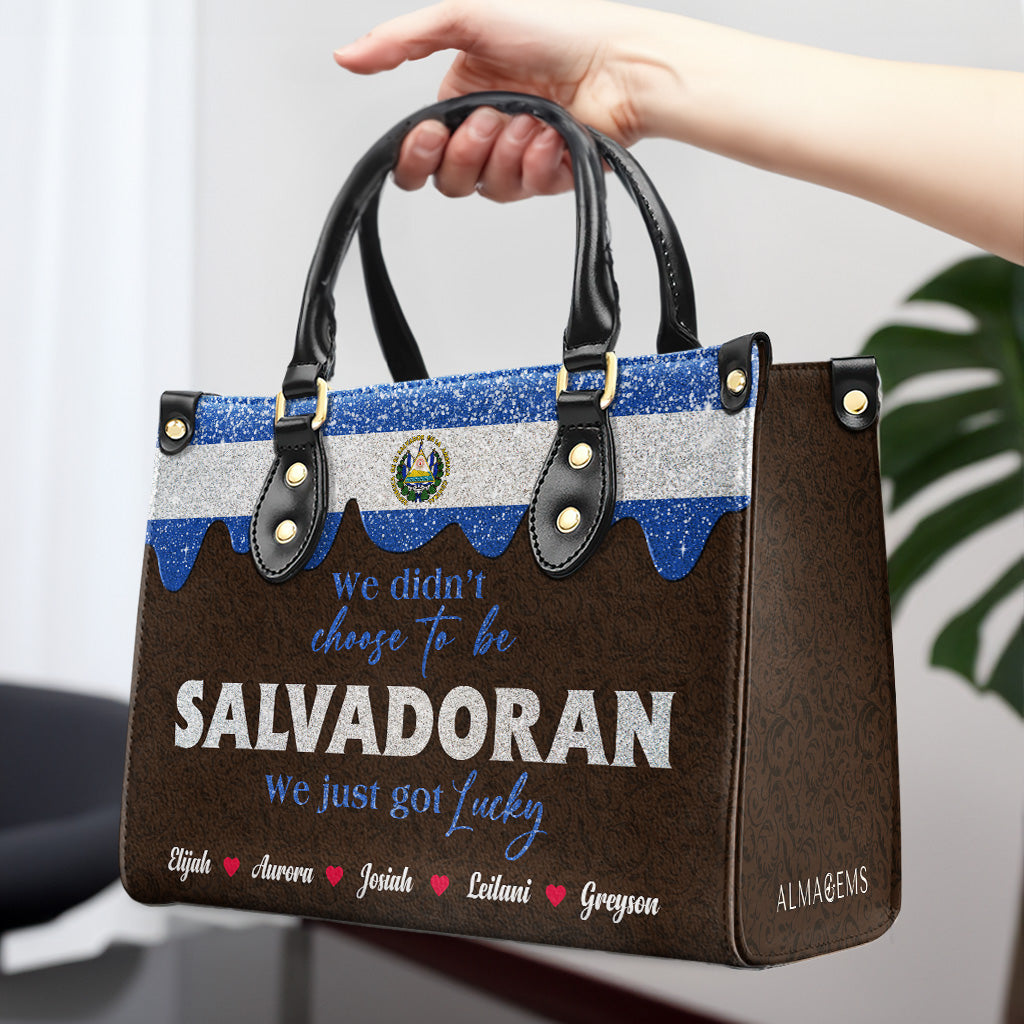 Nous n'avons pas choisi d'être Salvadoriens... Nous avons juste eu de la chance - Sac à main en cuir personnalisé - LA039_HB