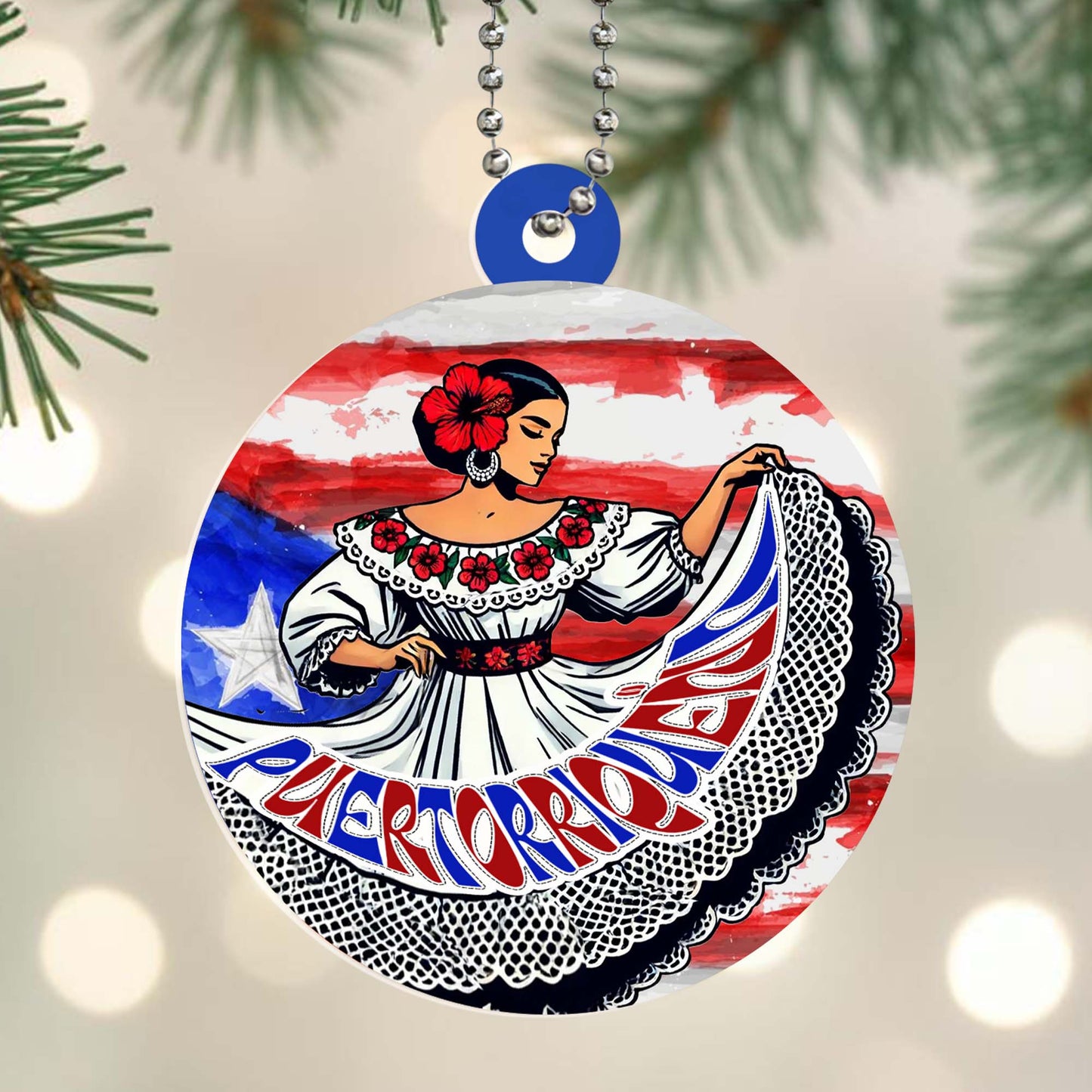 Puertorriqueña Pride Circle Ornament