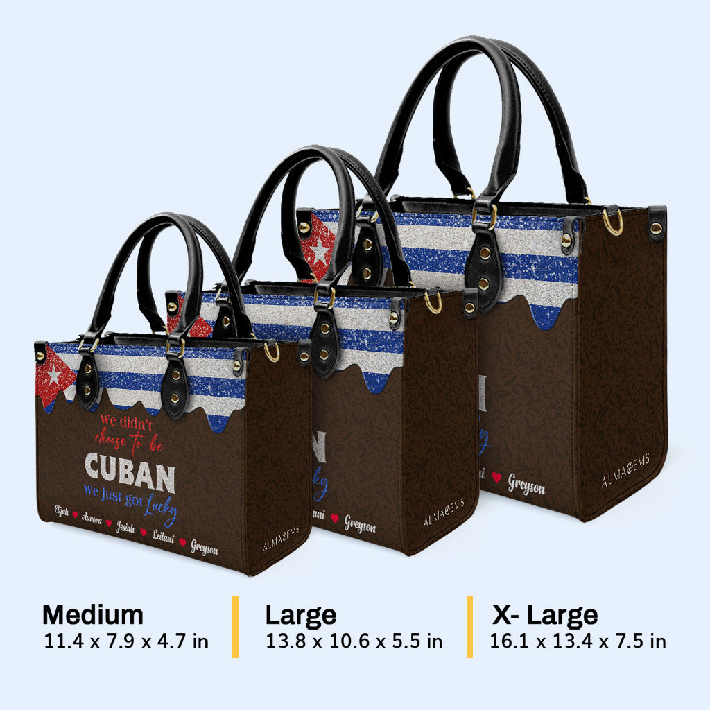 Nous n'avons pas choisi d'être cubains... Nous avons juste eu de la chance - Sac à main en cuir personnalisé - LA040_HB