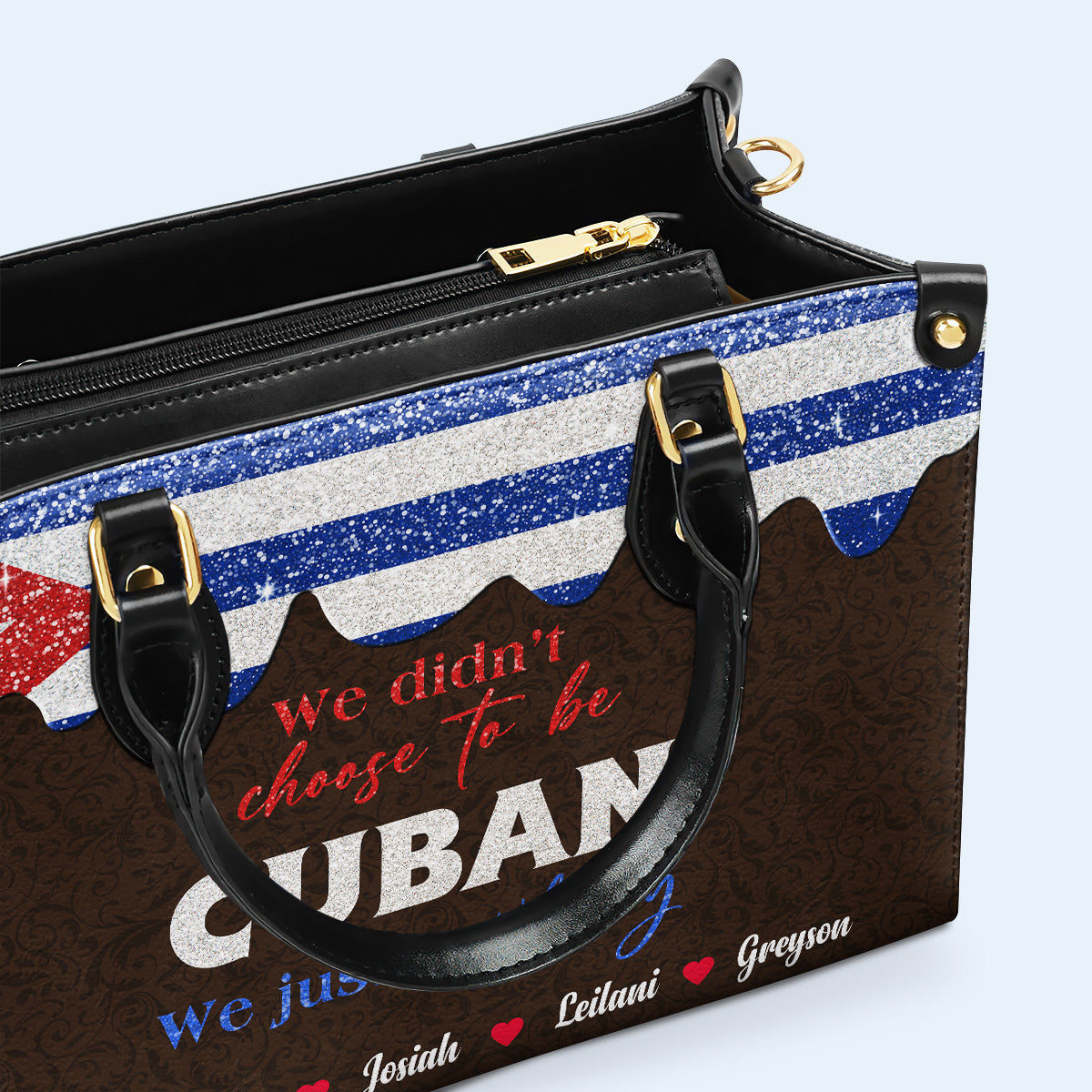 Nous n'avons pas choisi d'être cubains... Nous avons juste eu de la chance - Sac à main en cuir personnalisé - LA040_HB