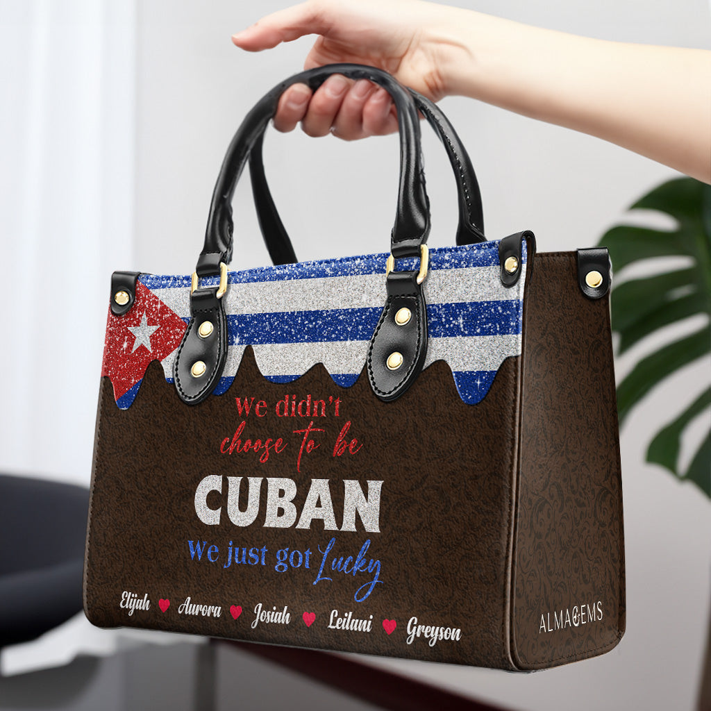 Nous n'avons pas choisi d'être cubains... Nous avons juste eu de la chance - Sac à main en cuir personnalisé - LA040_HB