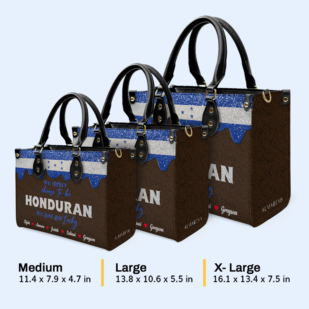 Nous n'avons pas choisi d'être Honduriens... Nous avons juste eu de la chance - Sac à main en cuir personnalisé - LA041_HB
