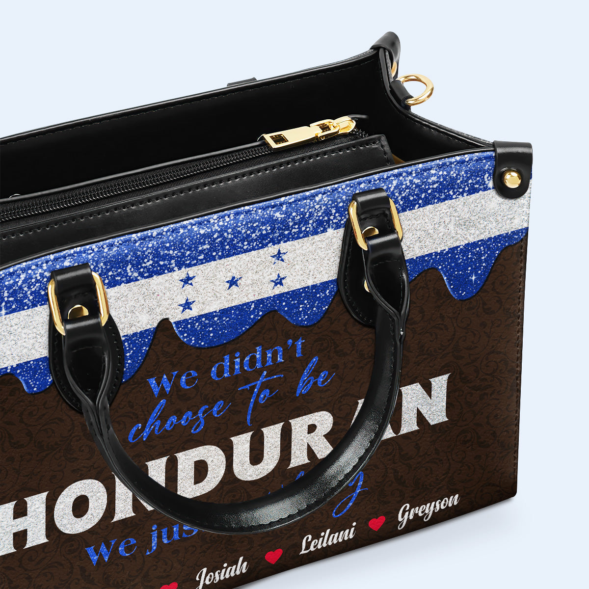 Nous n'avons pas choisi d'être Honduriens... Nous avons juste eu de la chance - Sac à main en cuir personnalisé - LA041_HB