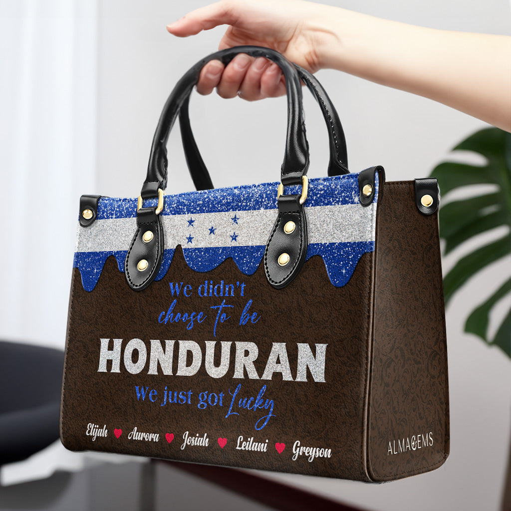 Nous n'avons pas choisi d'être Honduriens... Nous avons juste eu de la chance - Sac à main en cuir personnalisé - LA041_HB