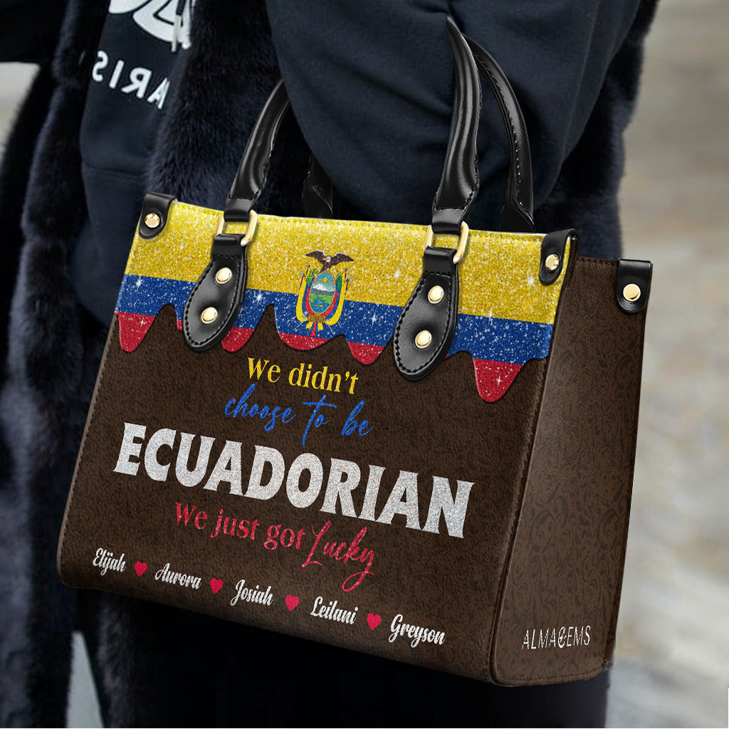 Nous n'avons pas choisi d'être équatoriens... Nous avons juste eu de la chance - Sac à main en cuir personnalisé - LA043_HB