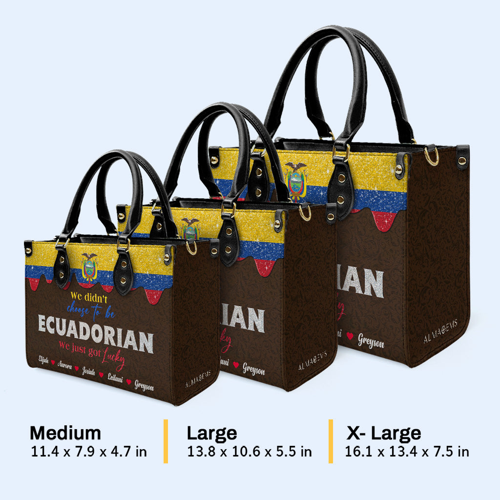 Nous n'avons pas choisi d'être équatoriens... Nous avons juste eu de la chance - Sac à main en cuir personnalisé - LA043_HB