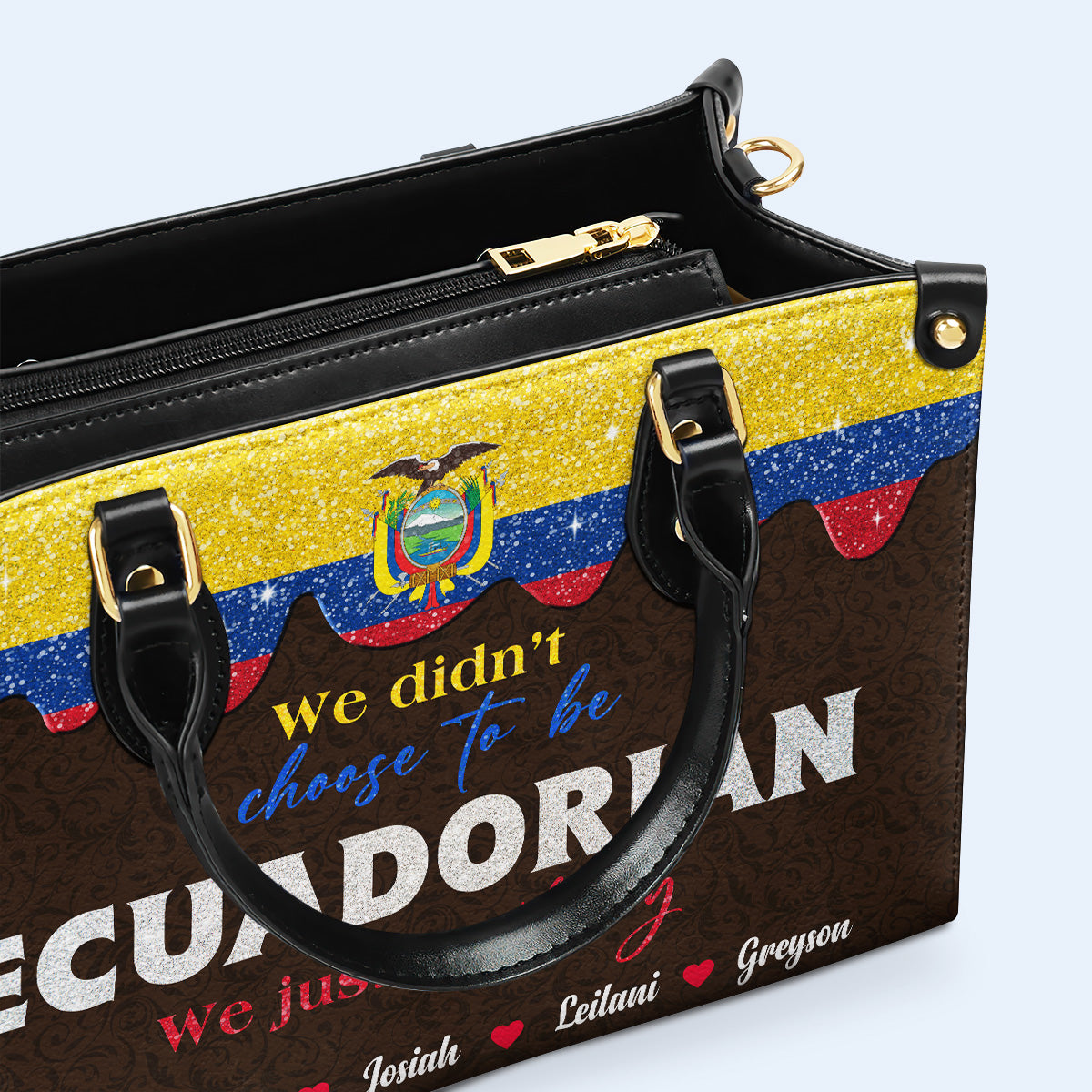 Nous n'avons pas choisi d'être équatoriens... Nous avons juste eu de la chance - Sac à main en cuir personnalisé - LA043_HB