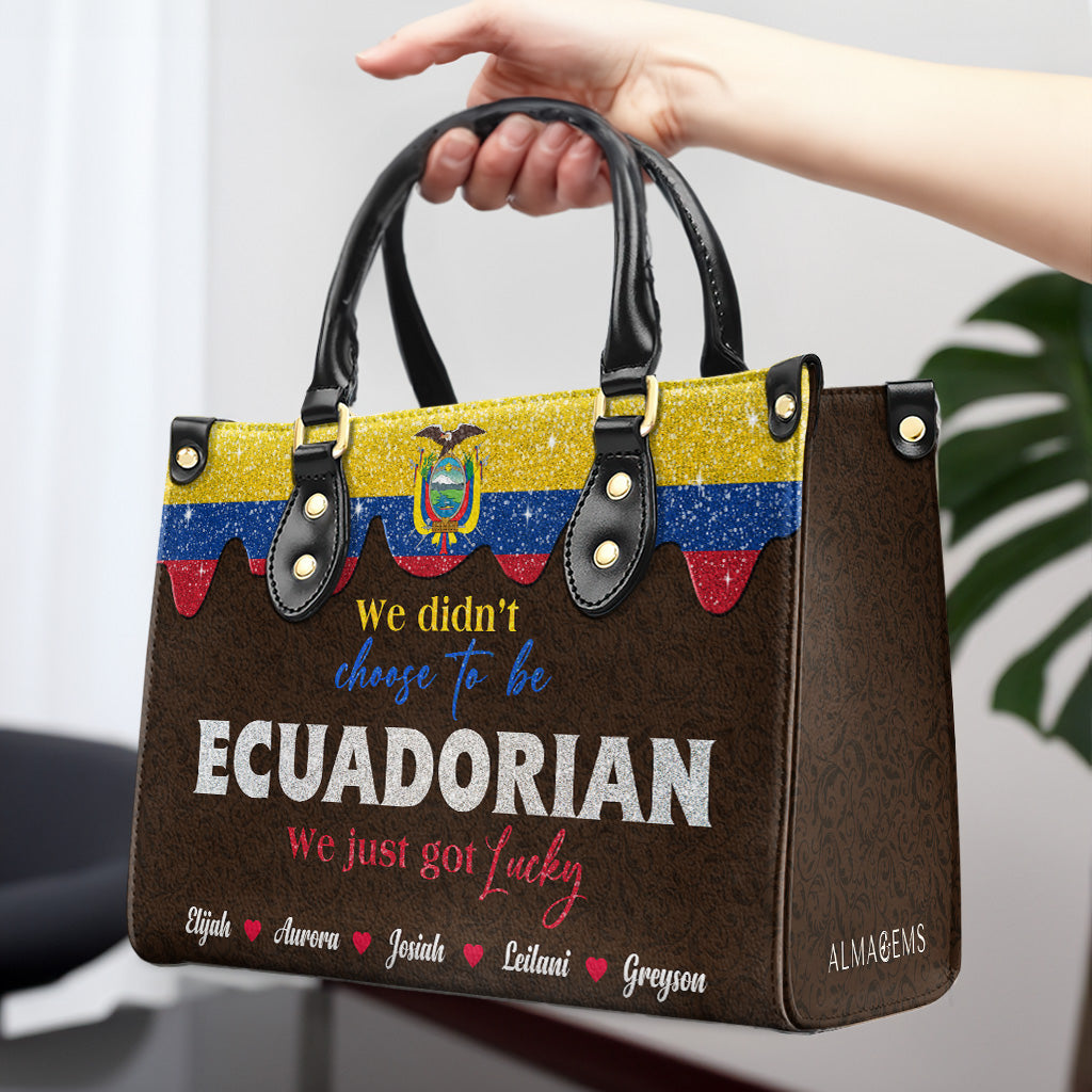 Nous n'avons pas choisi d'être équatoriens... Nous avons juste eu de la chance - Sac à main en cuir personnalisé - LA043_HB