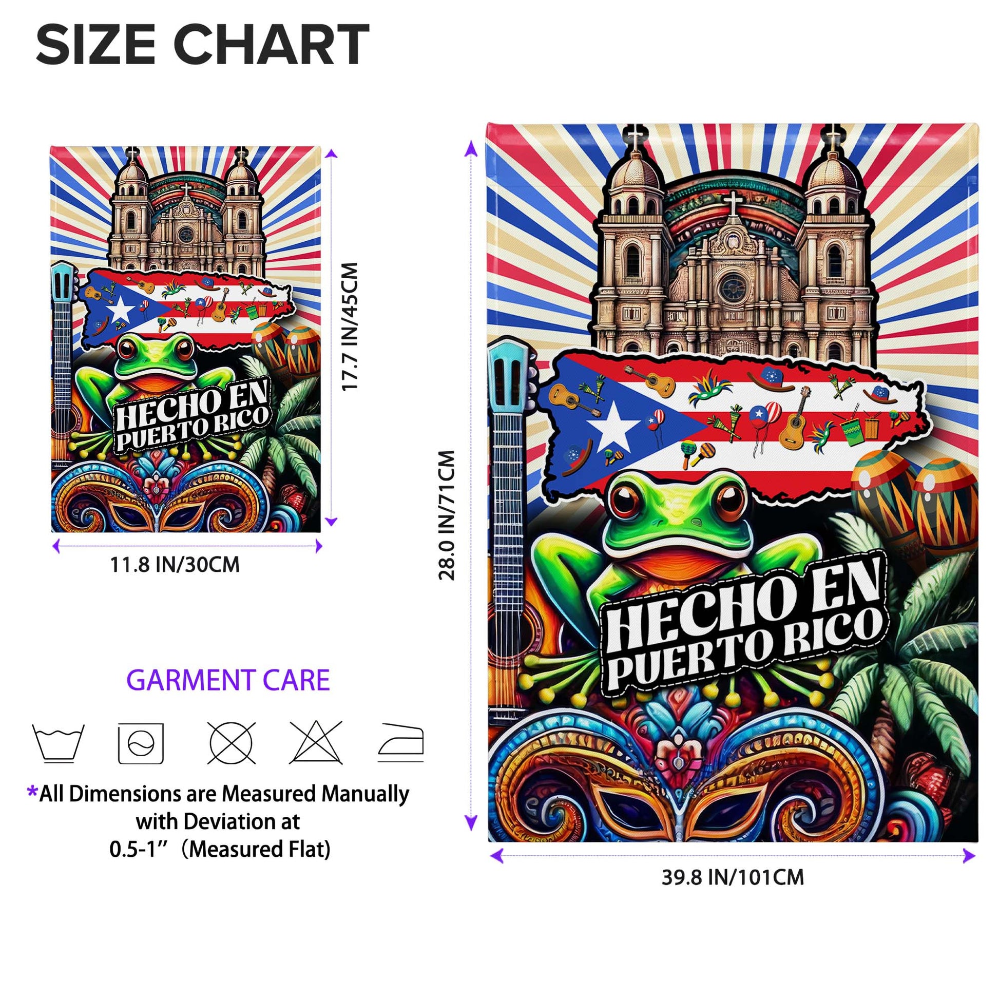 Hecho En Puerto Rico Flag With Traditional Symbols