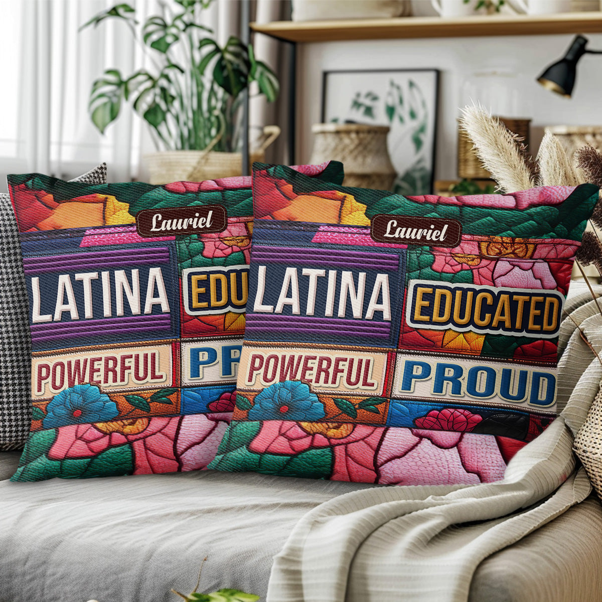 Latina Educated Powerful Proud Inspirational Quote Pillow
