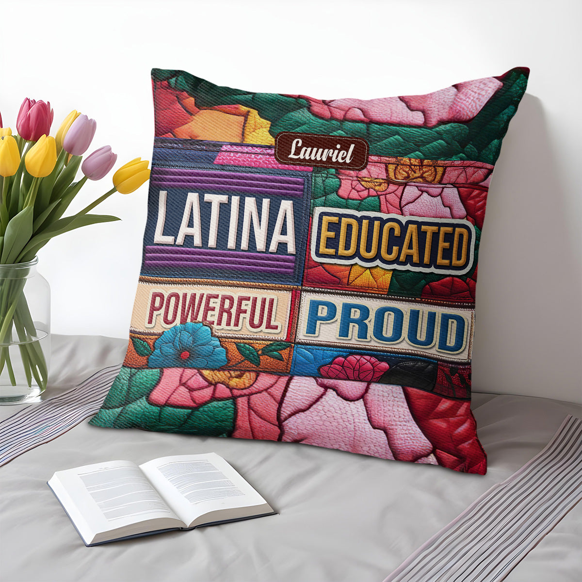 Latina Educated Powerful Proud Inspirational Quote Pillow