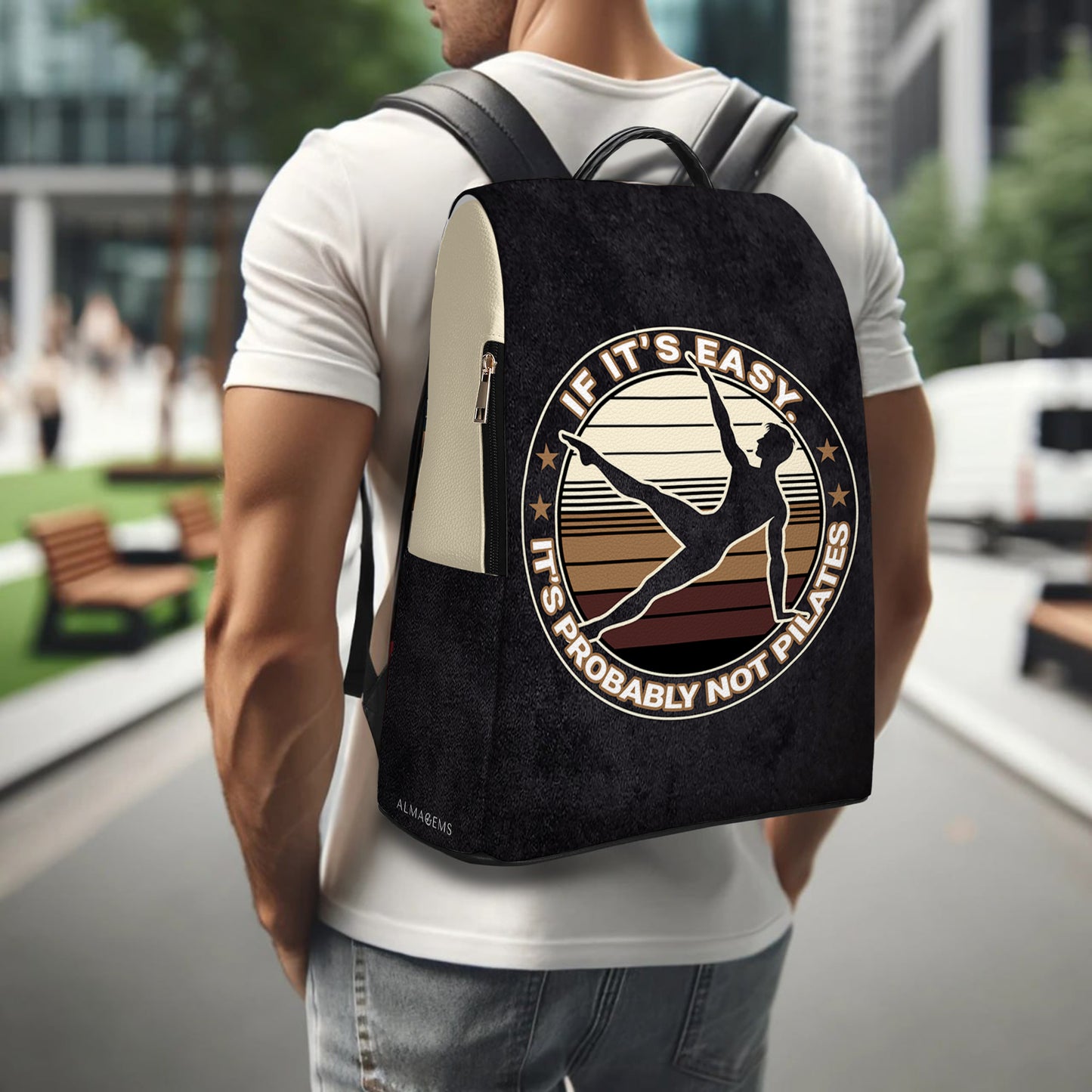 If It's Easy. It's Probably Not Pilates - Personalized Custom Leather BackPack - BP_FN06