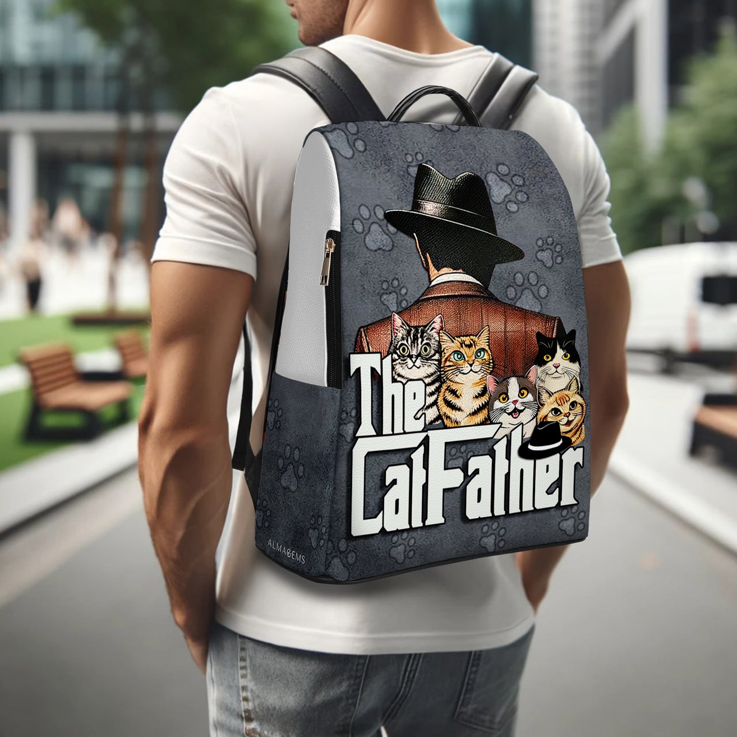 The Cat Father - Personalized Custom Leather BackPack - BP_CAT09