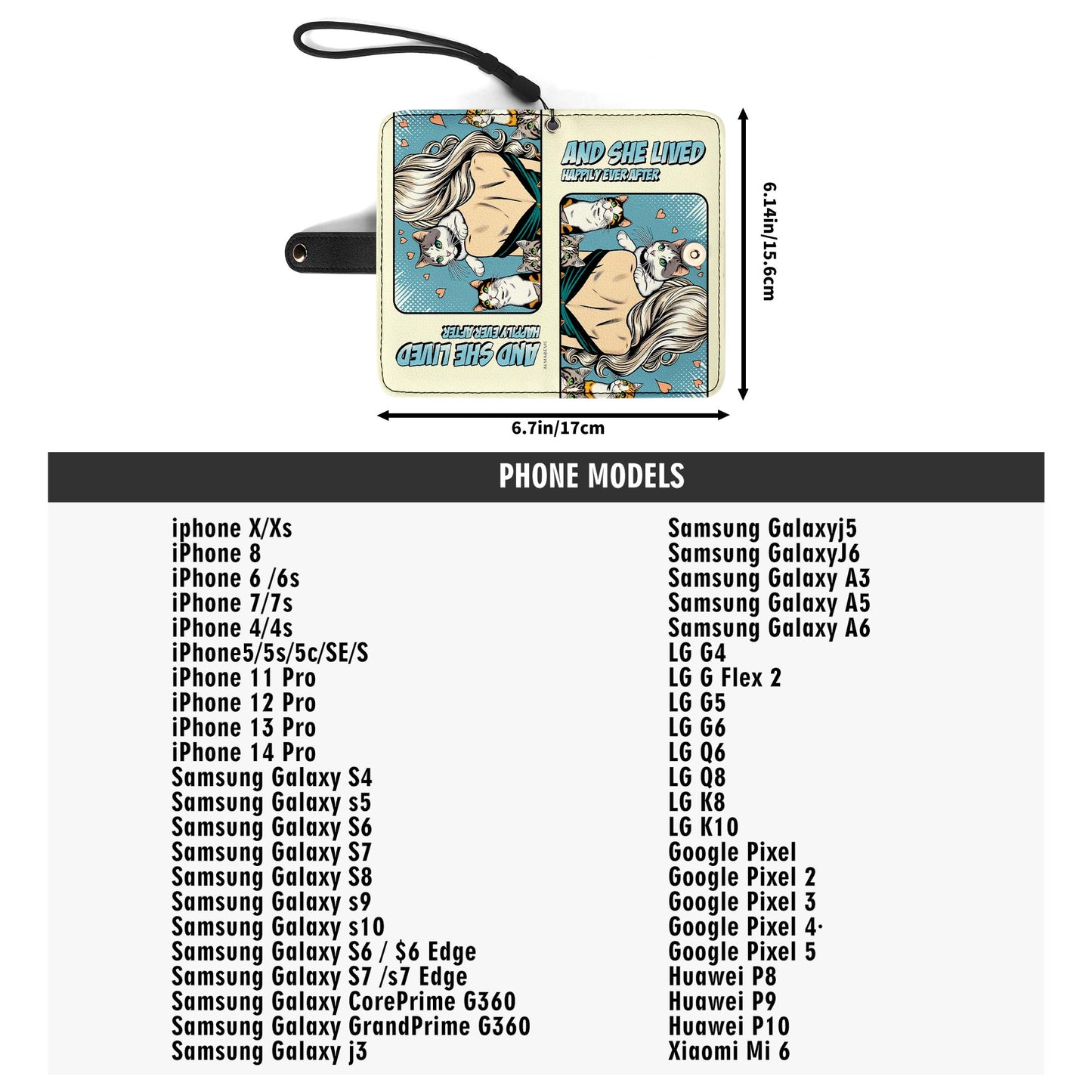 Y vivió feliz para siempre - Cartera de cuero personalizada para teléfono - LL04PW