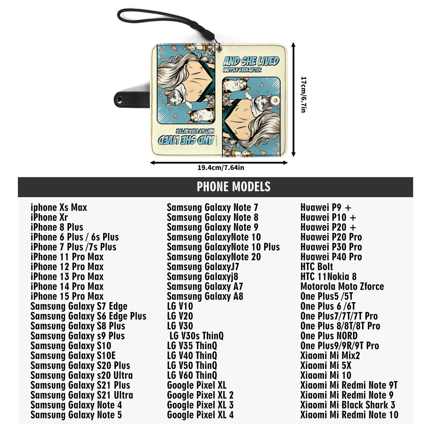 Et elle vécut heureuse pour toujours - Portefeuille en cuir personnalisé pour téléphone - LL04PW