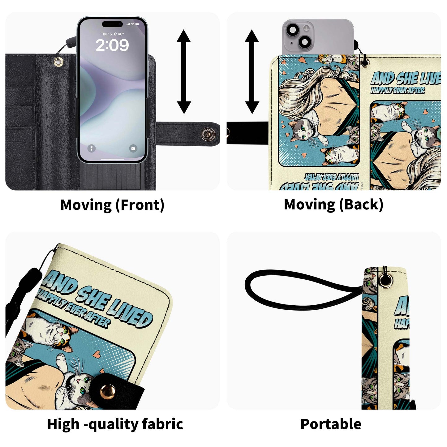 Y vivió feliz para siempre - Cartera de cuero personalizada para teléfono - LL04PW