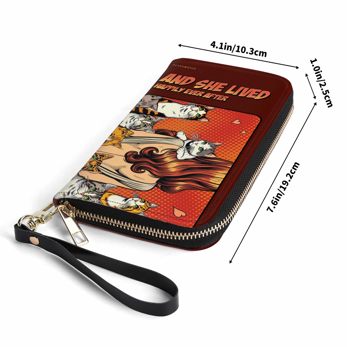 Et elle vécut heureuse pour toujours - Rouge - Portefeuille en cuir pour femme amoureux des chats - LL04REDWL