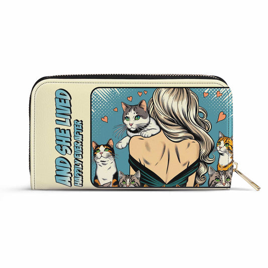Et elle vécut heureuse pour toujours - Portefeuille en cuir pour femme amoureux des chats - LL04WL