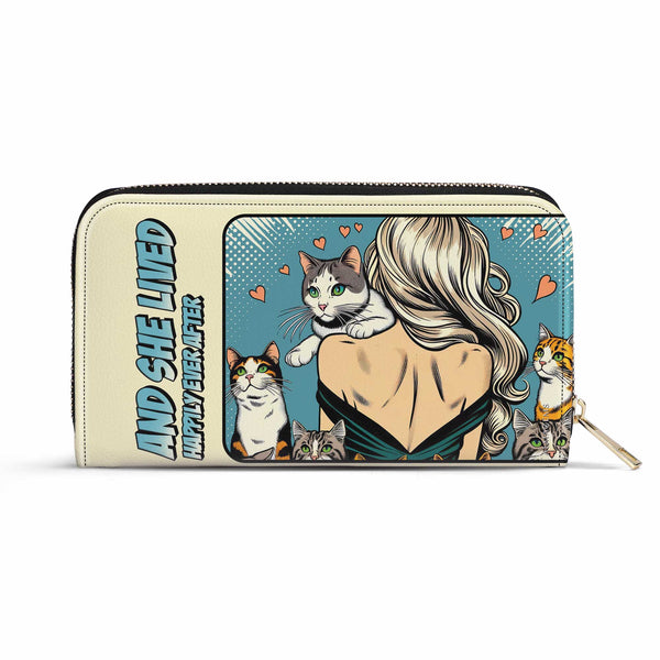 Et elle vécut heureuse pour toujours - Portefeuille en cuir pour femme amoureux des chats - LL04WL