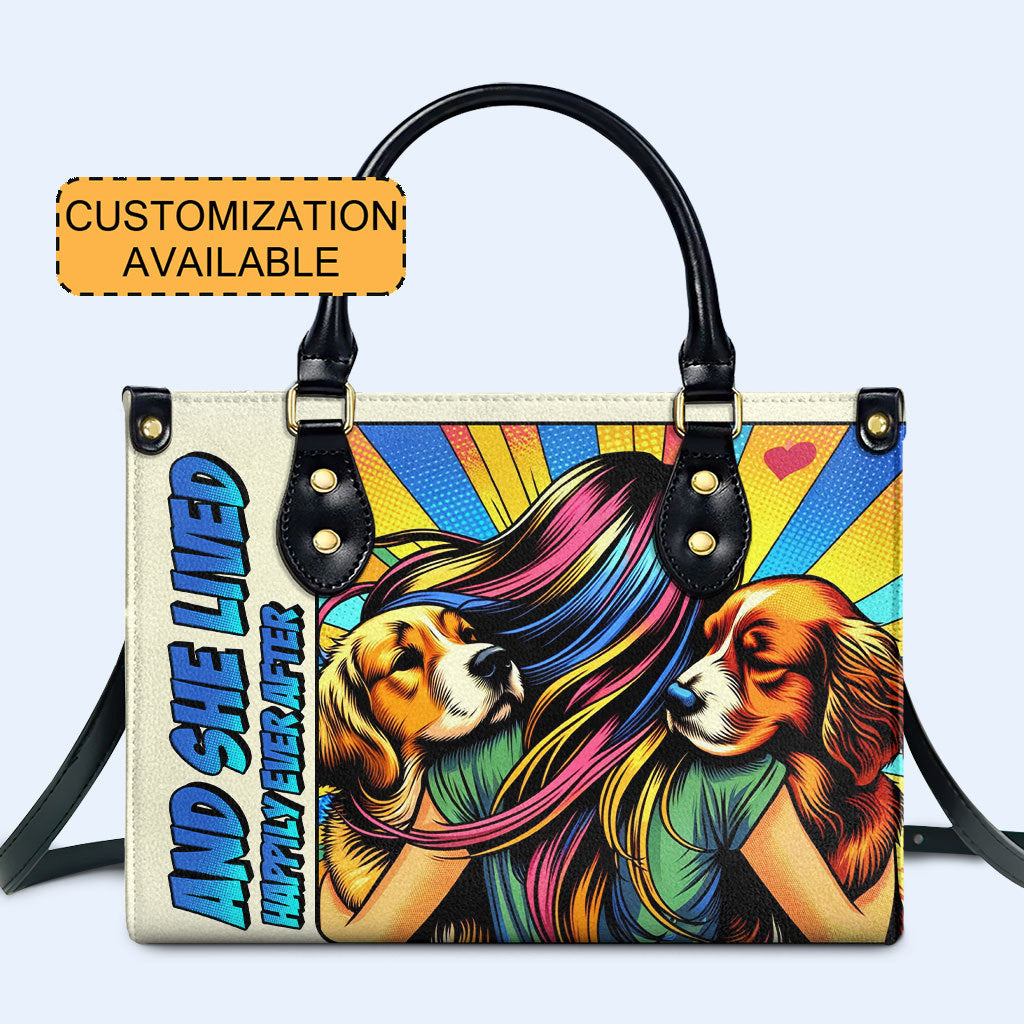 Y ella vivió feliz para siempre - Bolso de cuero personalizado para amantes de los perros - LL05