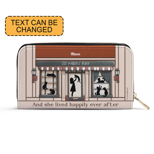 Et elle vécut heureuse pour toujours - Portefeuille en cuir pour femme amoureux des chats - LL09WL