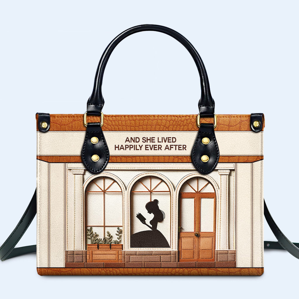 And She Lived Happily Ever After - Personalized Custom Leather Handbag For Reading Lovers - LL12