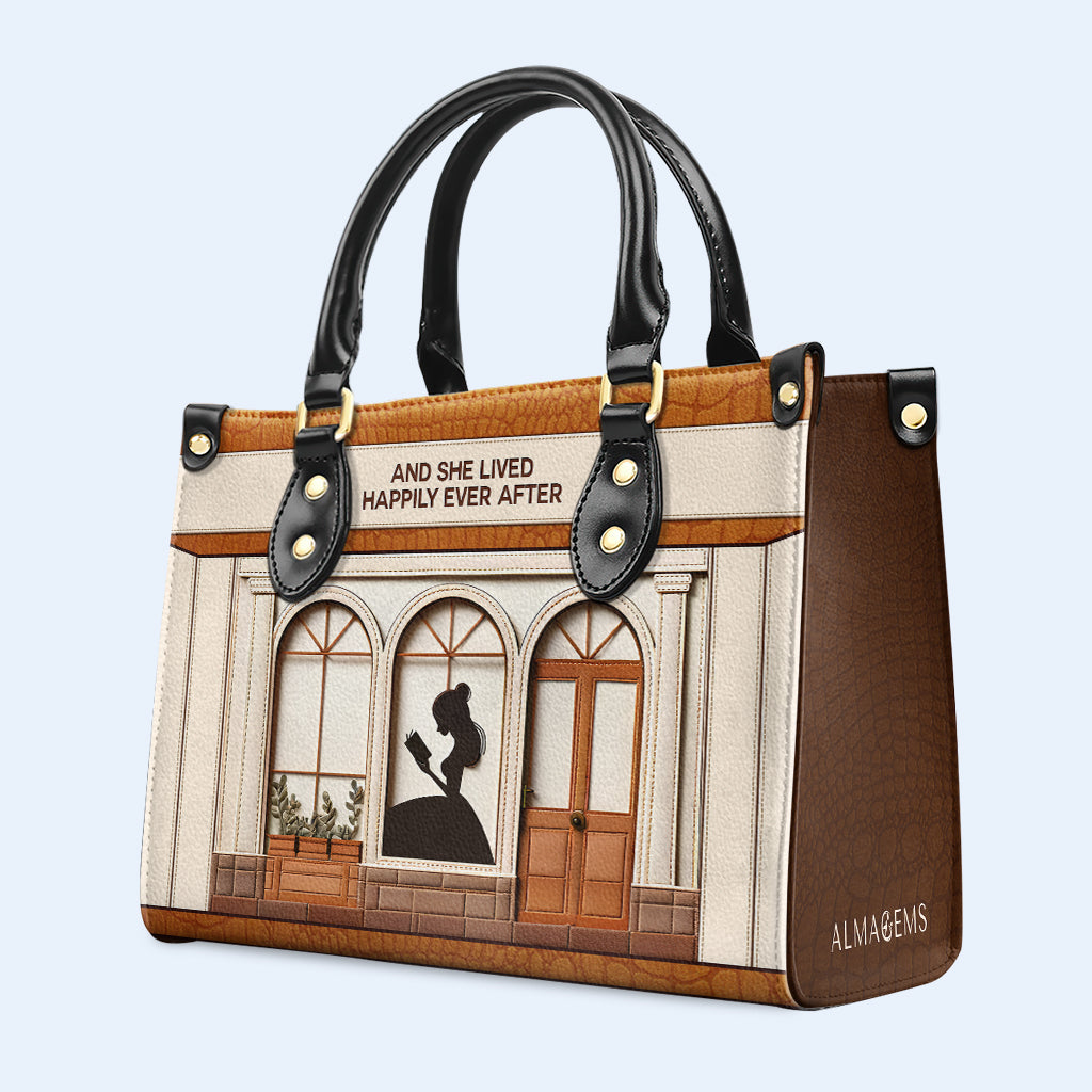 And She Lived Happily Ever After - Personalized Custom Leather Handbag For Reading Lovers - LL12