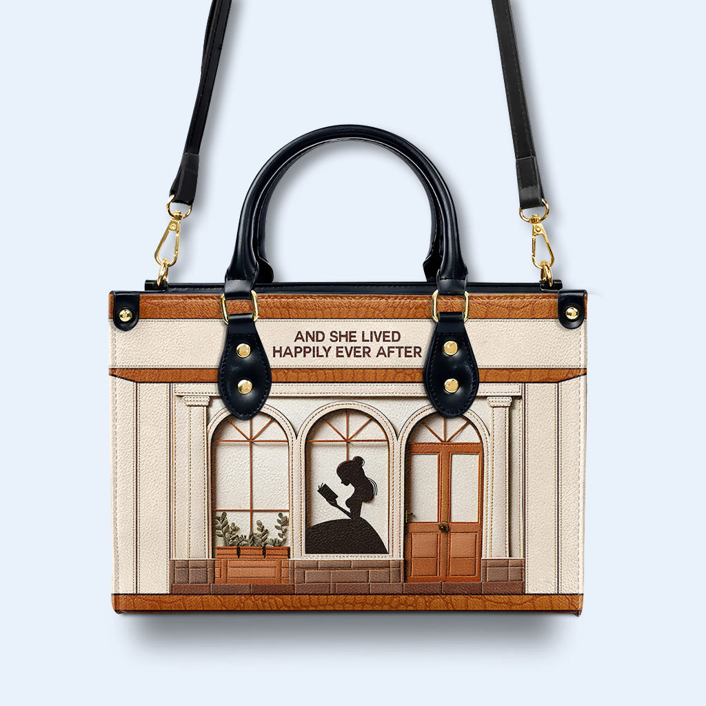 And She Lived Happily Ever After - Personalized Custom Leather Handbag For Reading Lovers - LL12