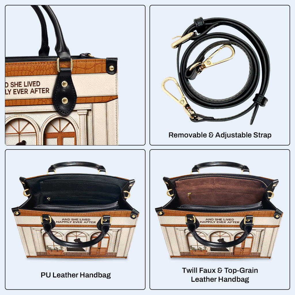 And She Lived Happily Ever After - Personalized Custom Leather Handbag For Reading Lovers - LL12