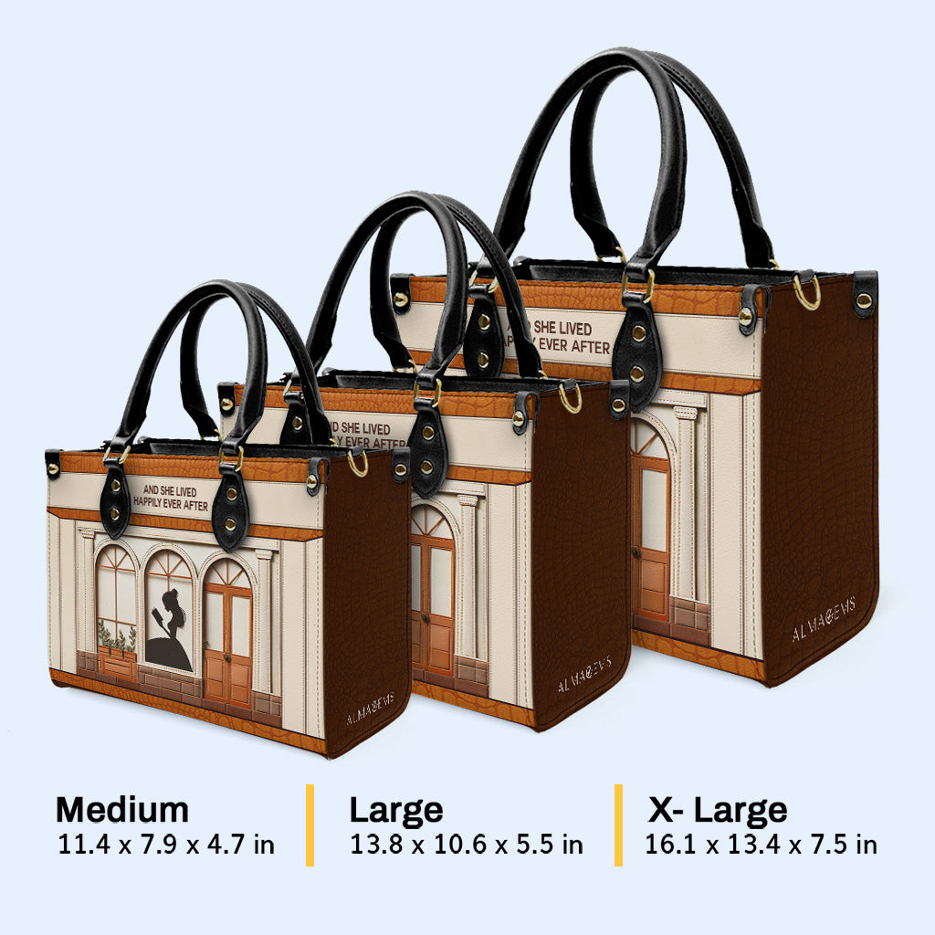 And She Lived Happily Ever After - Personalized Custom Leather Handbag For Reading Lovers - LL12