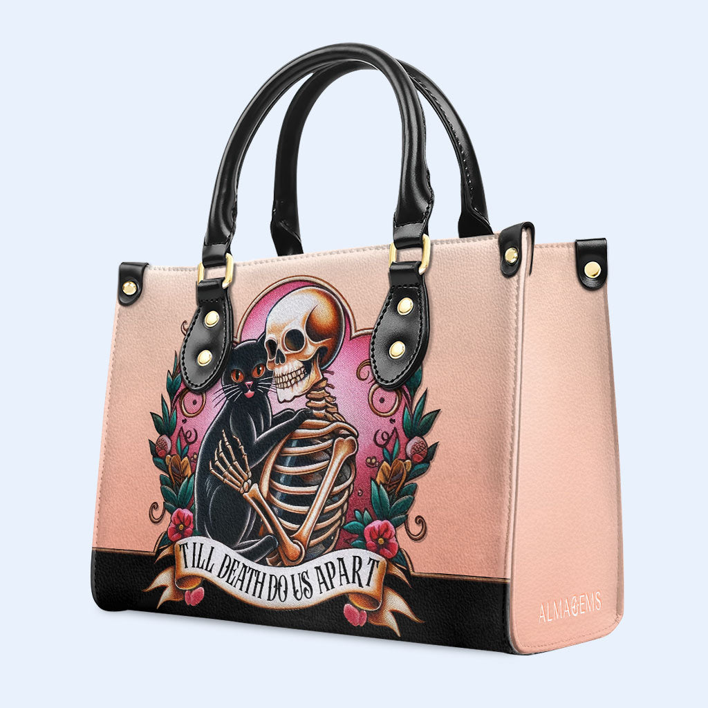 Jusqu'à ce que la mort nous sépare - Sac à main en cuir personnalisé pour les amoureux des chats - LL15
