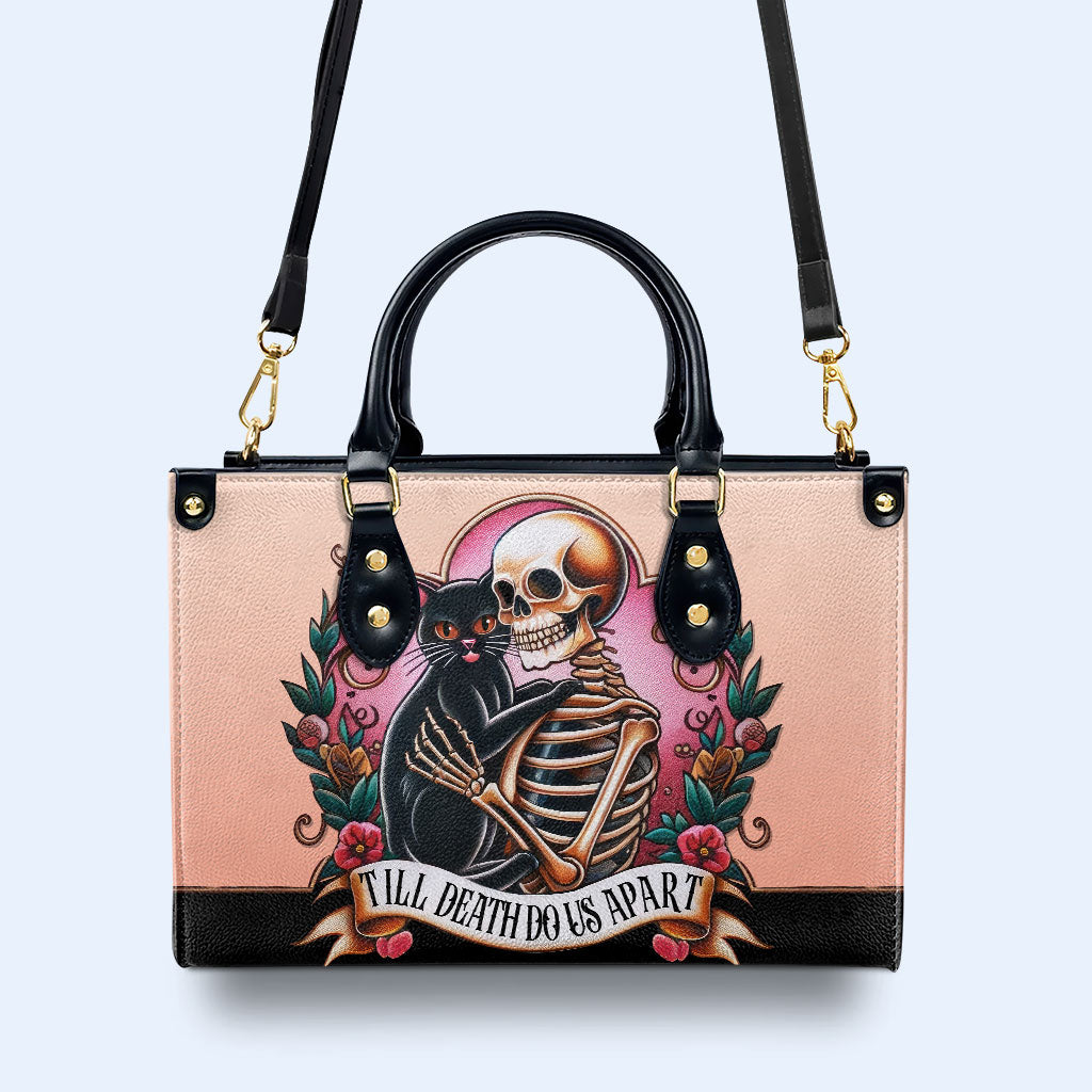 Jusqu'à ce que la mort nous sépare - Sac à main en cuir personnalisé pour les amoureux des chats - LL15