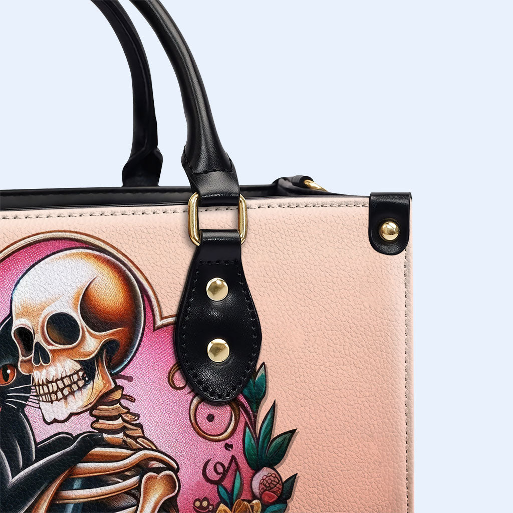 Jusqu'à ce que la mort nous sépare - Sac à main en cuir personnalisé pour les amoureux des chats - LL15